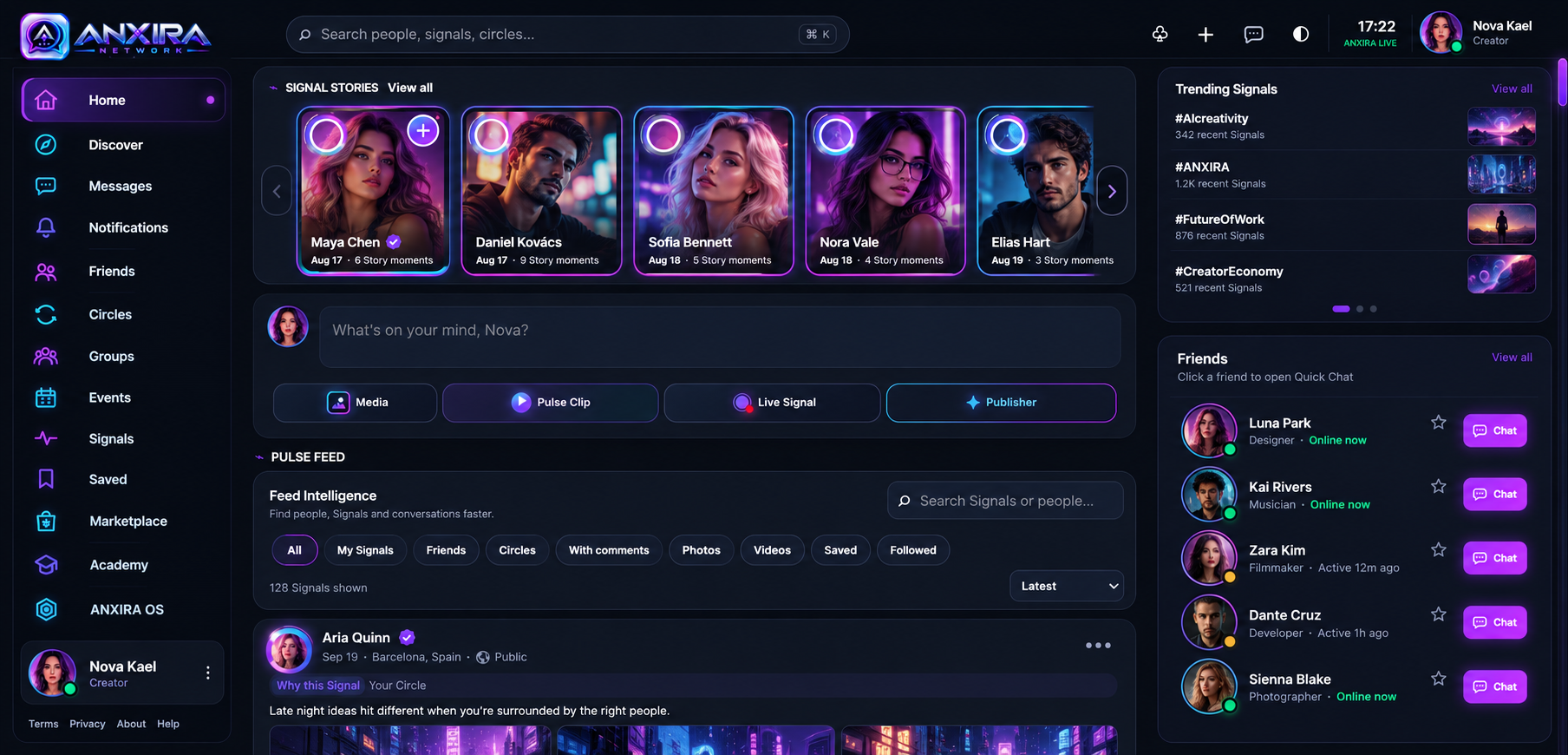 ANXIRA Network desktop interface